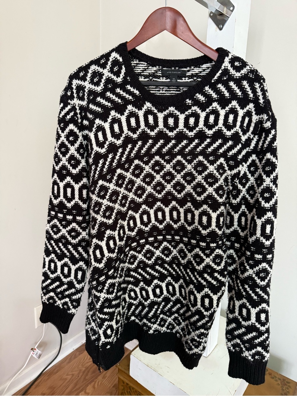 New Ann Taylor Geometric Wool Blend Sweater